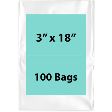 Clear Poly Bags 2 Mil Size: 3 inch (width) X 18 inch (height) Pack of 100 Bags